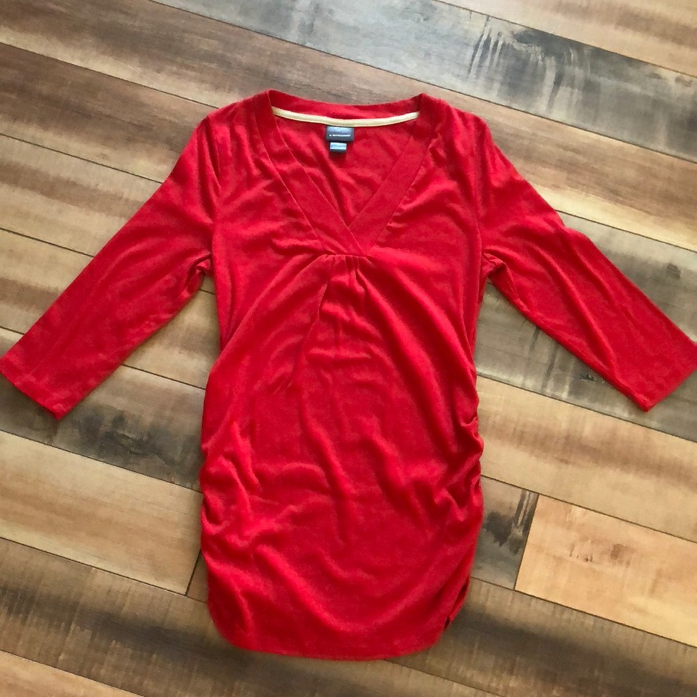 Red 3/4 length Maternity Top